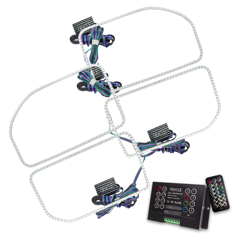 Ford F250 Headlight Halo Kit - ORACLE Lighting - Square Ring Design w/ 2.0 Controller - ColorSHIFT - `11-`16